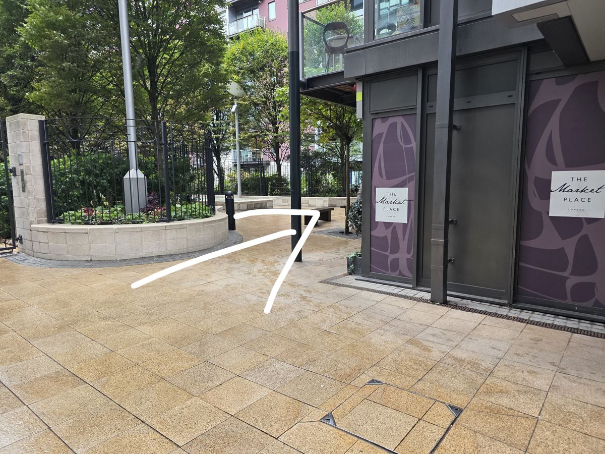 Pathway past the store